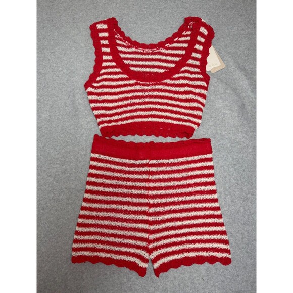 Australian brand aralina Beach cover up set Red white Women Size M - Picture 2 of 5